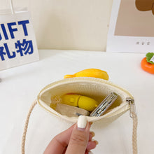 Load image into Gallery viewer, Children Fashion Woven Bag Shoulder Bag Messenger Bag Girls Boys Cute Cartoon Straw Woven Inclined Shoulder Bag