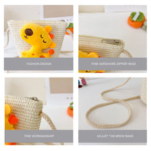 Load image into Gallery viewer, Children Fashion Woven Bag Shoulder Bag Messenger Bag Girls Boys Cute Cartoon Straw Woven Inclined Shoulder Bag