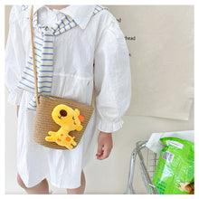 Load image into Gallery viewer, Children Fashion Woven Bag Shoulder Bag Messenger Bag Girls Boys Cute Cartoon Straw Woven Inclined Shoulder Bag