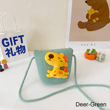 Load image into Gallery viewer, Children Fashion Woven Bag Shoulder Bag Messenger Bag Girls Boys Cute Cartoon Straw Woven Inclined Shoulder Bag