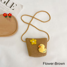 Load image into Gallery viewer, Children Fashion Woven Bag Shoulder Bag Messenger Bag Girls Boys Cute Cartoon Straw Woven Inclined Shoulder Bag