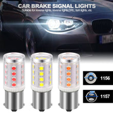 Load image into Gallery viewer, 1PC Car Brake Signal Lights 1156 BA15S LED 1157 BAY15D Bulb 3030 24LEDs Lamp White Yellow Red with Cover Auto 12V