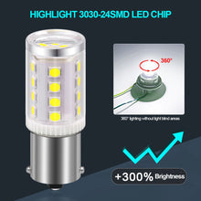 Load image into Gallery viewer, 1PC Car Brake Signal Lights 1156 BA15S LED 1157 BAY15D Bulb 3030 24LEDs Lamp White Yellow Red with Cover Auto 12V
