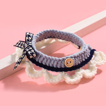Load image into Gallery viewer, Pet Collar Puppy Dogs Cats Woolen Collar Pet Necklace Saliva Towel Hand-knitted Cat Bow-knot Adjustable Collar Crochet Neck Strap Pet Accessories