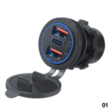 Load image into Gallery viewer, 68W Car Charger Dual QC 3.0 USB & PD Type-C Triple Socket 12-24V with Switch Waterproof for Car Boat Marine RV