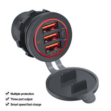 Load image into Gallery viewer, 68W Car Charger Three QC 3.0 USB Socket 12-24V with Switch Waterproof for Car Boat Marine RV