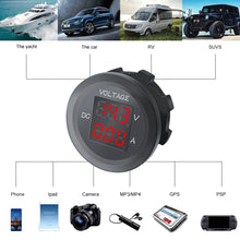 Load image into Gallery viewer, LED Voltmeter Digital Ammeter Car Motocycle Voltage Current Meter Volt Detector Tester Monitor Panel DC 12V-24V