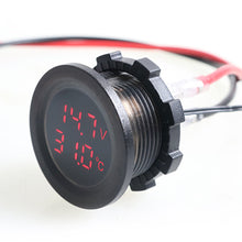 Load image into Gallery viewer, Car Digital Temperature Voltmeter Auto Voltage Test Display Digital Measurement for Motorcycle Boat Yacht Voltmeter Round 12-24V