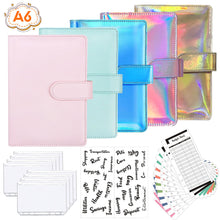 Load image into Gallery viewer, A6 PU Leather Budget Binder Planner Notebook Cash Envelopes Organizer System with Binder Pockets Expense Budget Sheets