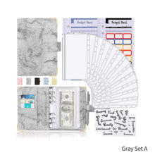 Load image into Gallery viewer, A6 Marble PU Leather Budget Binder Planner Notebook Cash Envelopes Organizer System with Binder Pockets Expense Budget Sheets