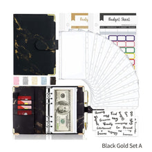 Load image into Gallery viewer, A6 Marble PU Leather Budget Binder Planner Notebook Cash Envelopes Organizer System with Binder Pockets Expense Budget Sheets
