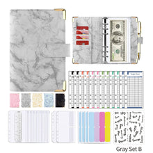Load image into Gallery viewer, A6 Marble PU Leather Budget Binder Planner Notebook Cash Envelopes Organizer System with Binder Pockets Expense Budget Sheets
