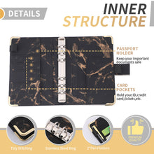 Load image into Gallery viewer, A6 Marble PU Money Budget Planner Binder With Zipper Envelopes Notebook Organizer System with Binder Pockets Saving Bill Organizer Gifts