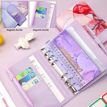 Load image into Gallery viewer, A6 Marble PU Money Budget Planner Binder With Zipper Envelopes Notebook Organizer System with Binder Pockets Saving Bill Organizer Gifts