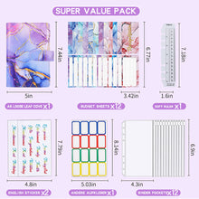 Load image into Gallery viewer, A6 Marble PU Money Budget Planner Binder With Zipper Envelopes Notebook Organizer System with Binder Pockets Saving Bill Organizer Gifts