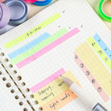 Load image into Gallery viewer, 5 Rolls 5 Colors Transparent Fluorescent Index Tabs Flags 5m Sticky Notes Paper Stickers Notepad Bookmark Stationery School Office Supplies