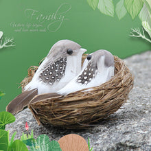 Load image into Gallery viewer, 1 Set Artificial Feathered Birds & Nest & Egg Creative Craft Birds Sculpture Lawn Arts Ornaments Home Garden Lawn Decoration