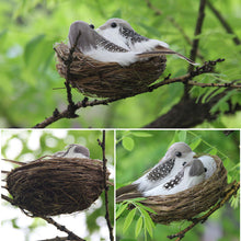 Load image into Gallery viewer, 1 Set Artificial Feathered Birds & Nest & Egg Creative Craft Birds Sculpture Lawn Arts Ornaments Home Garden Lawn Decoration