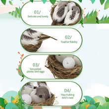 Load image into Gallery viewer, 1 Set Artificial Feathered Birds & Nest & Egg Creative Craft Birds Sculpture Lawn Arts Ornaments Home Garden Lawn Decoration