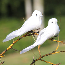 Load image into Gallery viewer, Artificial White Pigeon Plastic Feather Love Peace Doves Bird Simulation Figurines DIY Craft Wedding Decoration Garden Ornament