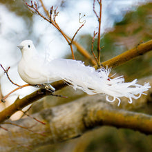 Load image into Gallery viewer, Artificial White Pigeon Plastic Feather Love Peace Doves Bird Simulation Figurines DIY Craft Wedding Decoration Garden Ornament