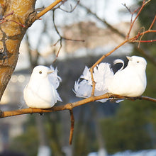 Load image into Gallery viewer, Artificial White Pigeon Plastic Feather Love Peace Doves Bird Simulation Figurines DIY Craft Wedding Decoration Garden Ornament