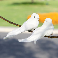 Load image into Gallery viewer, Artificial White Pigeon Plastic Feather Love Peace Doves Bird Simulation Figurines DIY Craft Wedding Decoration Garden Ornament