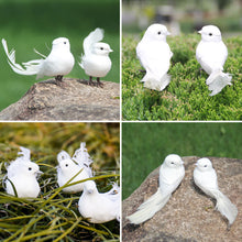 Load image into Gallery viewer, Artificial White Pigeon Plastic Feather Love Peace Doves Bird Simulation Figurines DIY Craft Wedding Decoration Garden Ornament