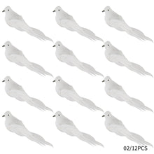 Load image into Gallery viewer, Artificial White Pigeon Plastic Feather Love Peace Doves Bird Simulation Figurines DIY Craft Wedding Decoration Garden Ornament