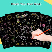 Load image into Gallery viewer, Scratch Art Painting Paper Card Kit Rainbow Color Cartoon Dinosaur Drawing Board Kids DIY Educational Toys Bithday Gift Toys