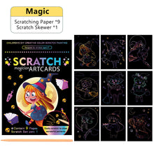 Load image into Gallery viewer, Scratch Art Painting Paper Card Kit Rainbow Color Cartoon Dinosaur Drawing Board Kids DIY Educational Toys Bithday Gift Toys