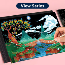 Load image into Gallery viewer, Scratch Art Painting Paper Card Kit Rainbow Color Cartoon Dinosaur Drawing Board Kids DIY Educational Toys Bithday Gift Toys