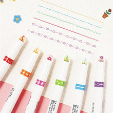 Load image into Gallery viewer, 3/6pcs Highlighter Pen Flowers Line Shaped Marker with Roller Curve Liner Marker for Writing Journaling Drawing Stationery