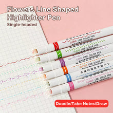 Load image into Gallery viewer, 3/6pcs Highlighter Pen Flowers Line Shaped Marker with Roller Curve Liner Marker for Writing Journaling Drawing Stationery