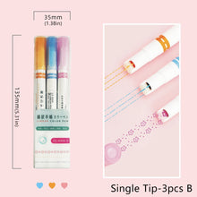 Load image into Gallery viewer, 3/6pcs Highlighter Pen Flowers Line Shaped Marker with Roller Curve Liner Marker for Writing Journaling Drawing Stationery