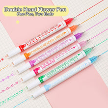 Load image into Gallery viewer, 3/6pcs Highlighter Pen Flowers Line Shaped Marker with Roller Curve Liner Marker for Writing Journaling Drawing Stationery