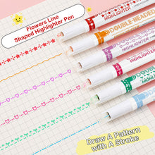 Load image into Gallery viewer, 3/6pcs Highlighter Pen Flowers Line Shaped Marker with Roller Curve Liner Marker for Writing Journaling Drawing Stationery
