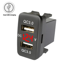 Load image into Gallery viewer, 4.2A Dual Port 12-24V Fast USB Charger Socket Car Charger QC3.0 Mobile Phone Waterproof USB Adapter Voltmeter For Toyota