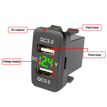 Load image into Gallery viewer, 4.2A Dual Port 12-24V Fast USB Charger Socket Car Charger QC3.0 Mobile Phone Waterproof USB Adapter Voltmeter For Toyota