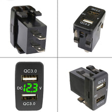 Load image into Gallery viewer, 4.2A Dual Port 12-24V Fast USB Charger Socket Car Charger QC3.0 Mobile Phone Waterproof USB Adapter Voltmeter For Toyota