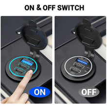 Load image into Gallery viewer, 78W Car Charger Socket 12V/24V Multiple USB Outlet Dual PD USB-C & QC3.0 Ports with Power Switch Fast Car Adapter