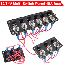 Load image into Gallery viewer, 3 Gang/6 Gang Toggle Switch Panel On/Off Rocker Toggle Switch with 10A Fuse Racing Cars RV Camper Marine Boat Yacht 12V/24V