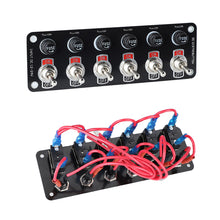 Load image into Gallery viewer, 3 Gang/6 Gang Toggle Switch Panel On/Off Rocker Toggle Switch with 10A Fuse Racing Cars RV Camper Marine Boat Yacht 12V/24V