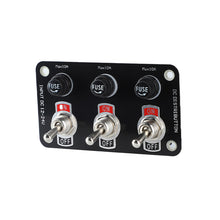 Load image into Gallery viewer, 3 Gang/6 Gang Toggle Switch Panel On/Off Rocker Toggle Switch with 10A Fuse Racing Cars RV Camper Marine Boat Yacht 12V/24V