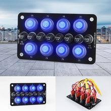 Load image into Gallery viewer, 8 Gang Rocker Switch Panel Car Replaceable Fuse Holder ON/Off Pre-Wired for Automotive Car Truck Marine Boat RV Auto Accessories