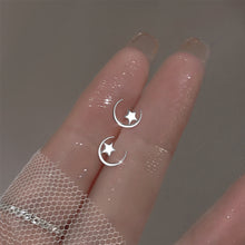 Load image into Gallery viewer, Asymmetric Star Earrings Temperamental Silver Star Half-circle Hollow Ear Studs Stylish Earrings Jewelry for Women