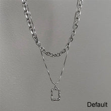 Load image into Gallery viewer, Double-layer Simple Folding Necklace Geometric Rectangular Pendant Collarbone Chain Alloy Necklace Jewelry Accessory