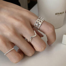 Load image into Gallery viewer, Hollow Woven Ring Beaded Ring Fashion Niche Opening Adjustable Ring Silver Alloy Ring Jewelry Accessory