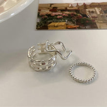 Load image into Gallery viewer, Hollow Woven Ring Beaded Ring Fashion Niche Opening Adjustable Ring Silver Alloy Ring Jewelry Accessory