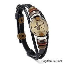 Load image into Gallery viewer, 12 Constellations Leather Bracelet Adjustable Knitted Beaded Bracelet Hand Jewelry Accessory for Men Women